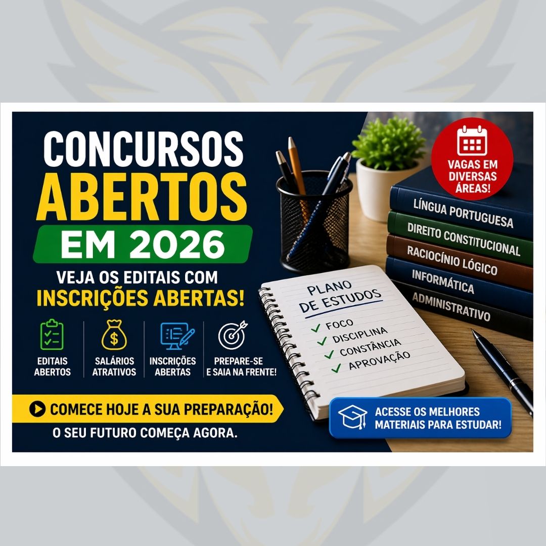 Concursos abertos em 2026: veja os editais com inscrições abertas agora Concursos abertos em 2026: veja os editais com inscrições abertas agora
